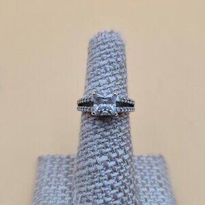 Size 6 Sterling Silver Square Cubic Zirconia Gem Band Ring A5868